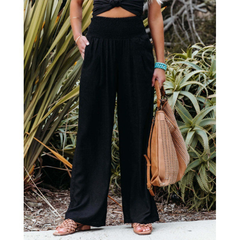 Casual Women's High Waist Cotton Linen Pants
