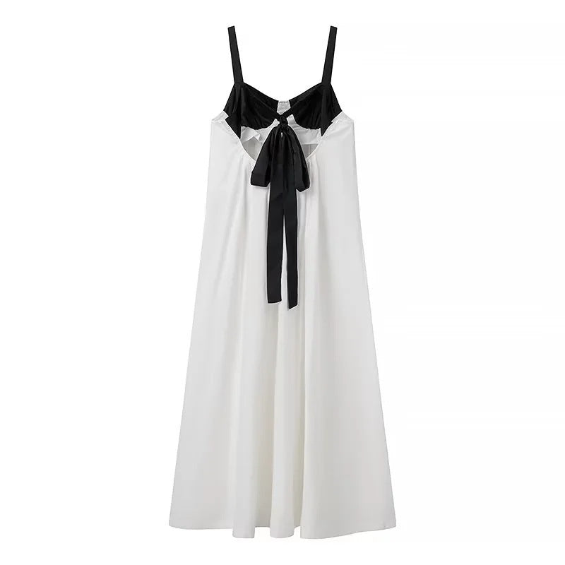🔥Summer Hot Sale🔥Fashion Back Bow Patchwork Sling Dress