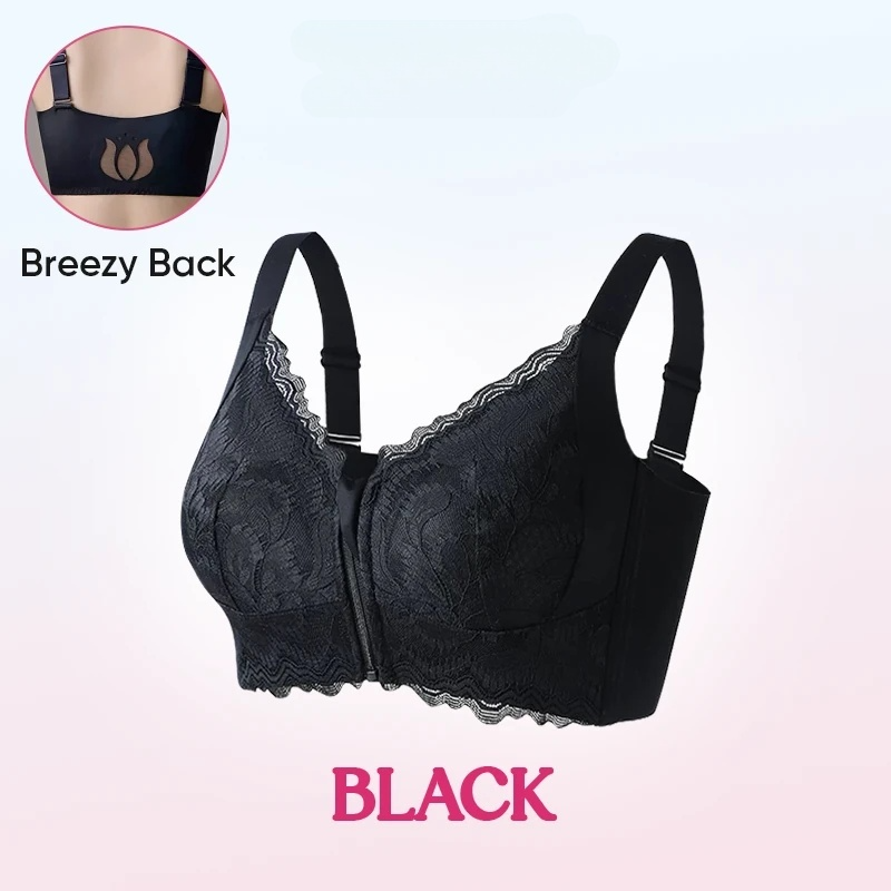 Women Lace Front Zipper Bra