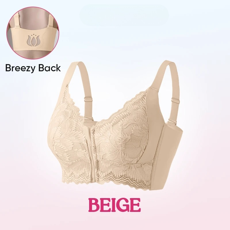 Women Lace Front Zipper Bra