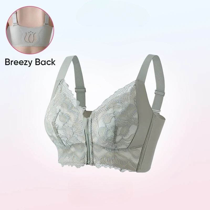 Women Lace Front Zipper Bra