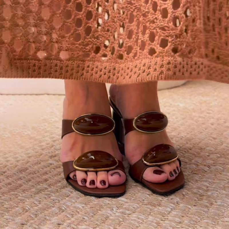 Shaped-Heel Sandals Pumps