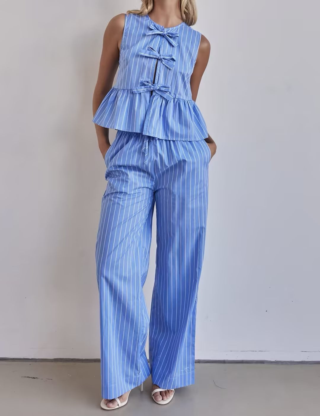 2025 New Blue Bow Suit