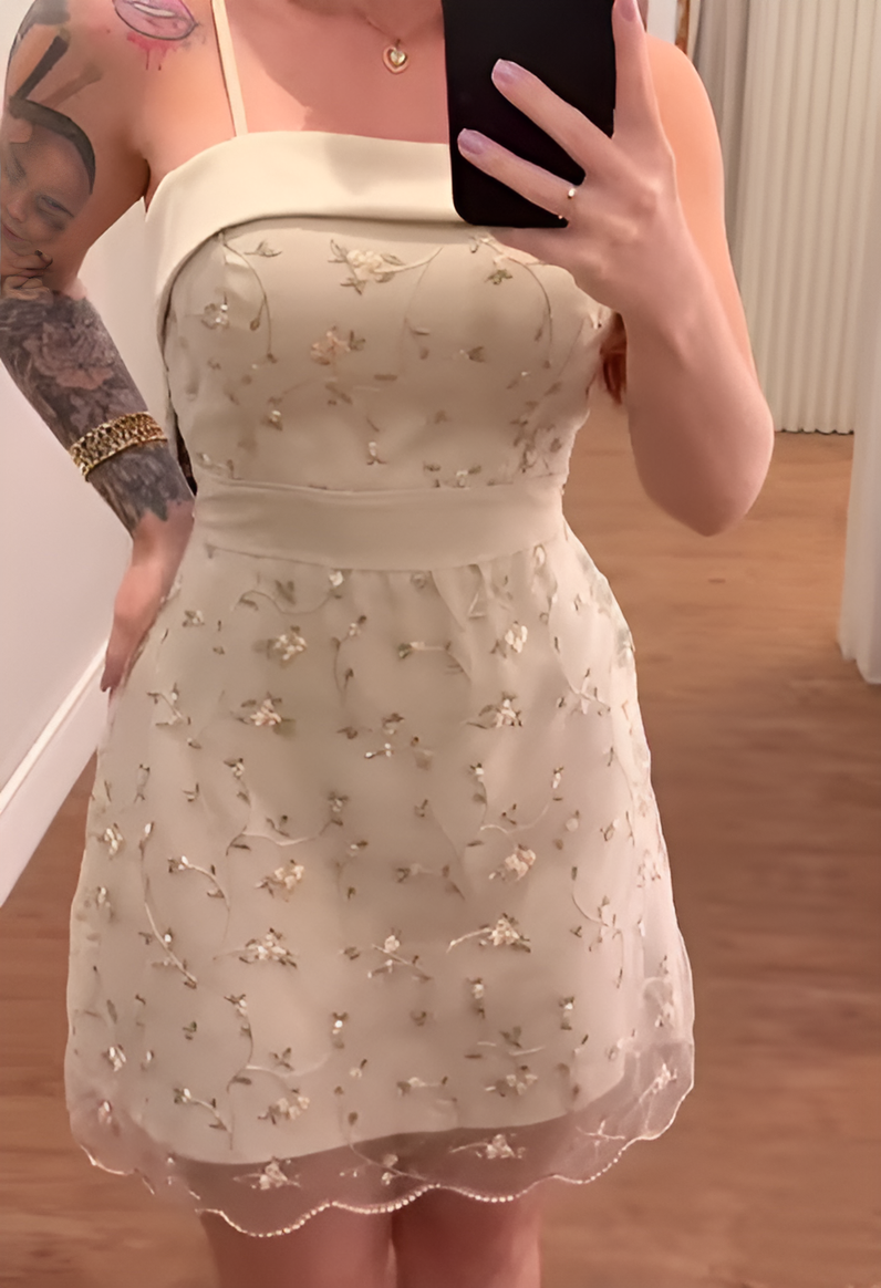 3D flower suspender dress