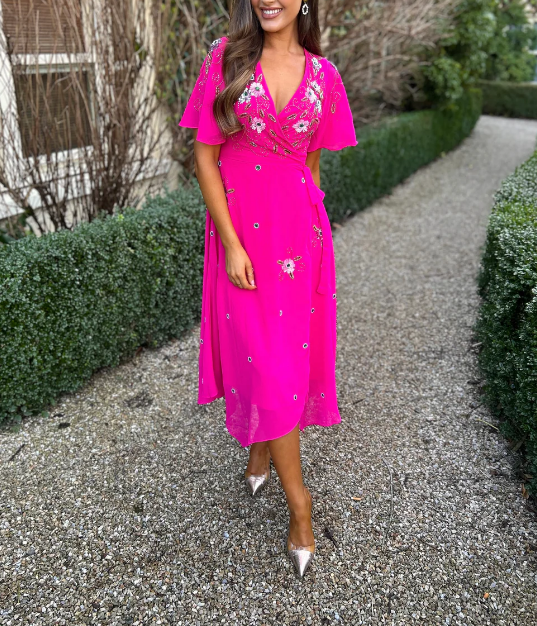 Embellished Dress Fuschia