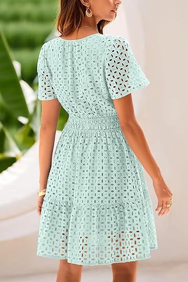 2025 Summer Lace Ruffle Cute Casual Dresses