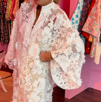 White 3D Flower Lace Dress