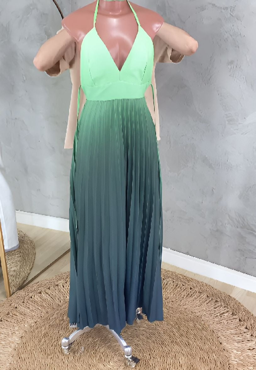 All-Pleated Gradient Dress