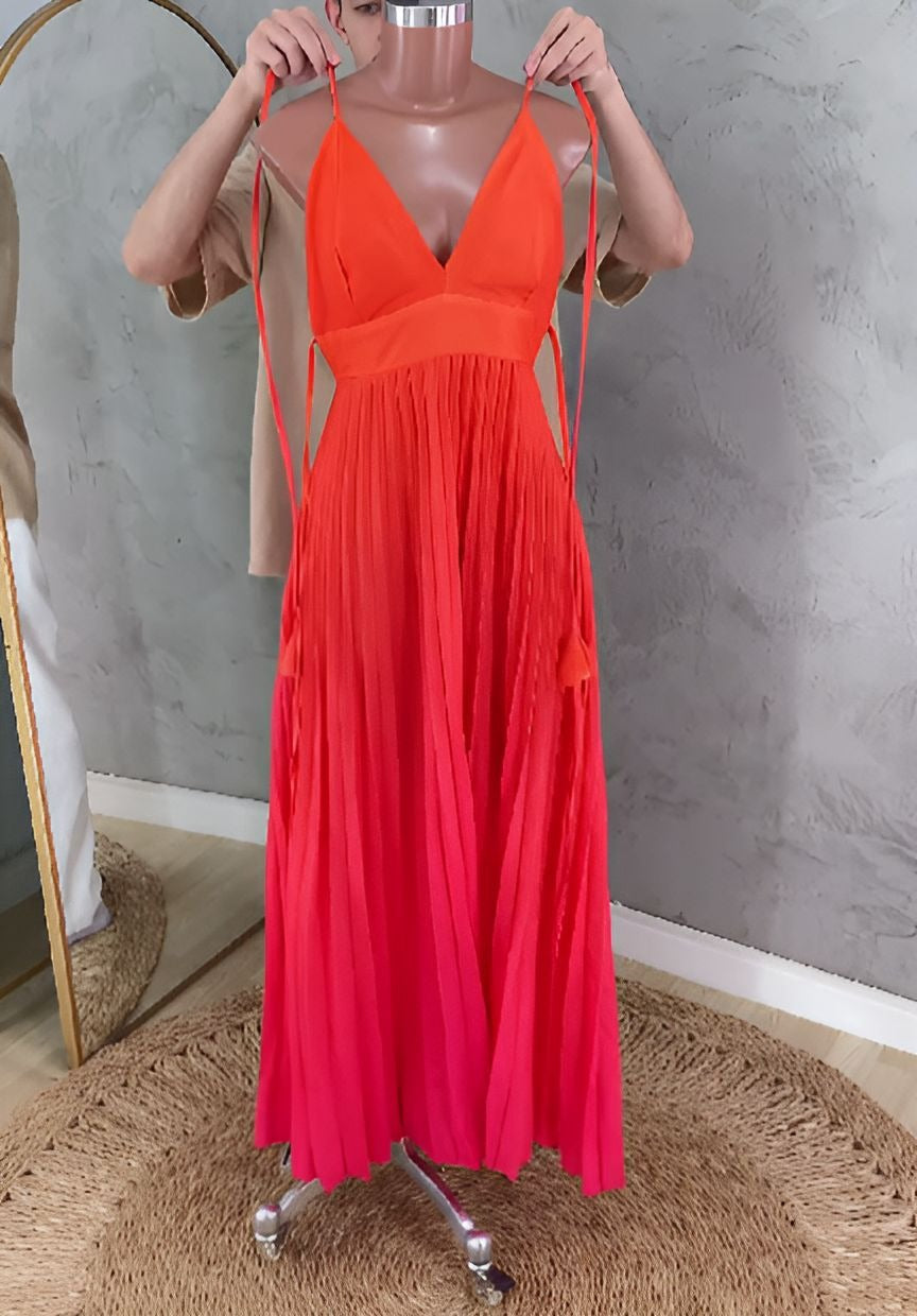 All-Pleated Gradient Dress
