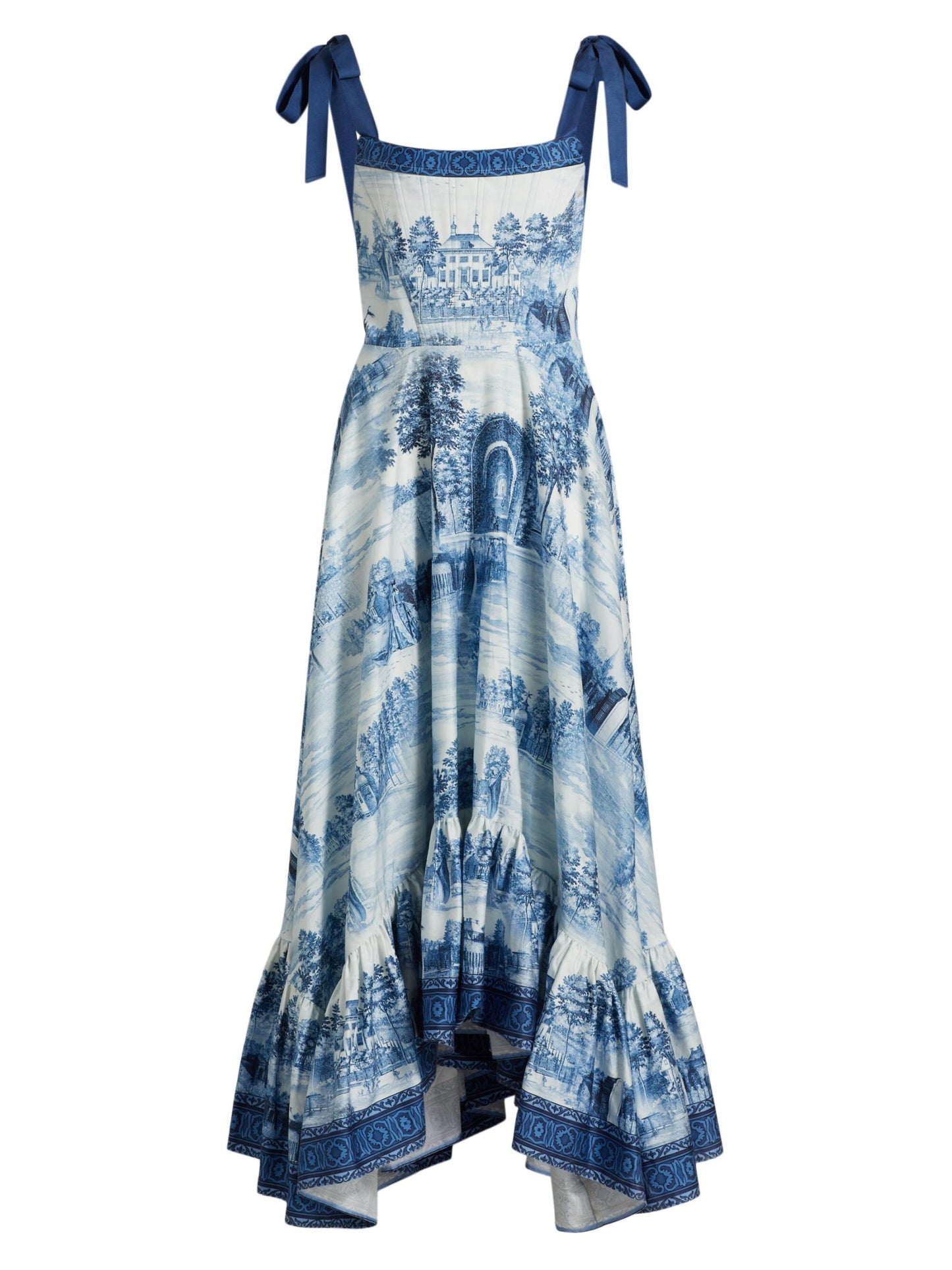 Blue Flowing Printed Maxi Dress