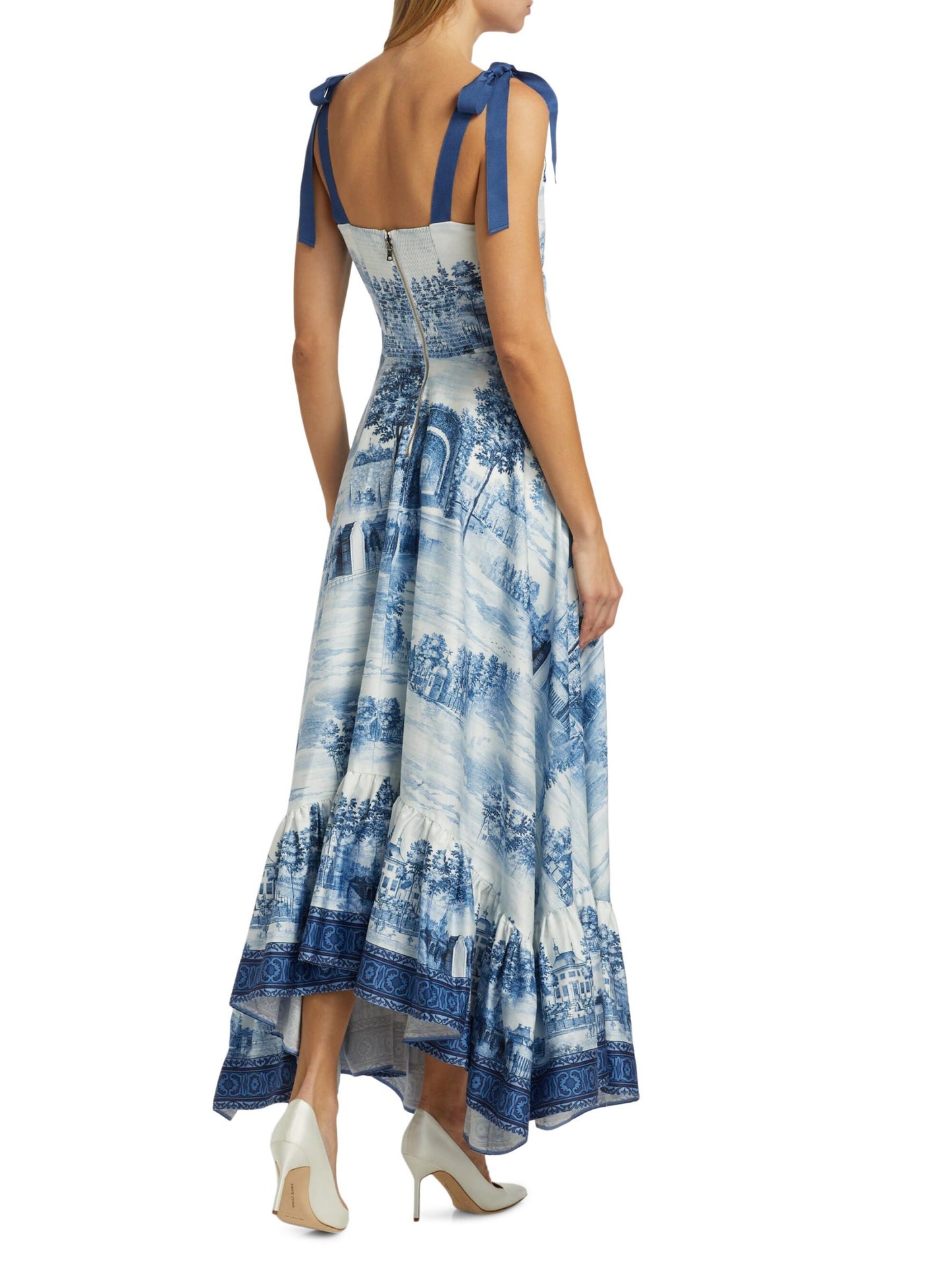 Blue Flowing Printed Maxi Dress