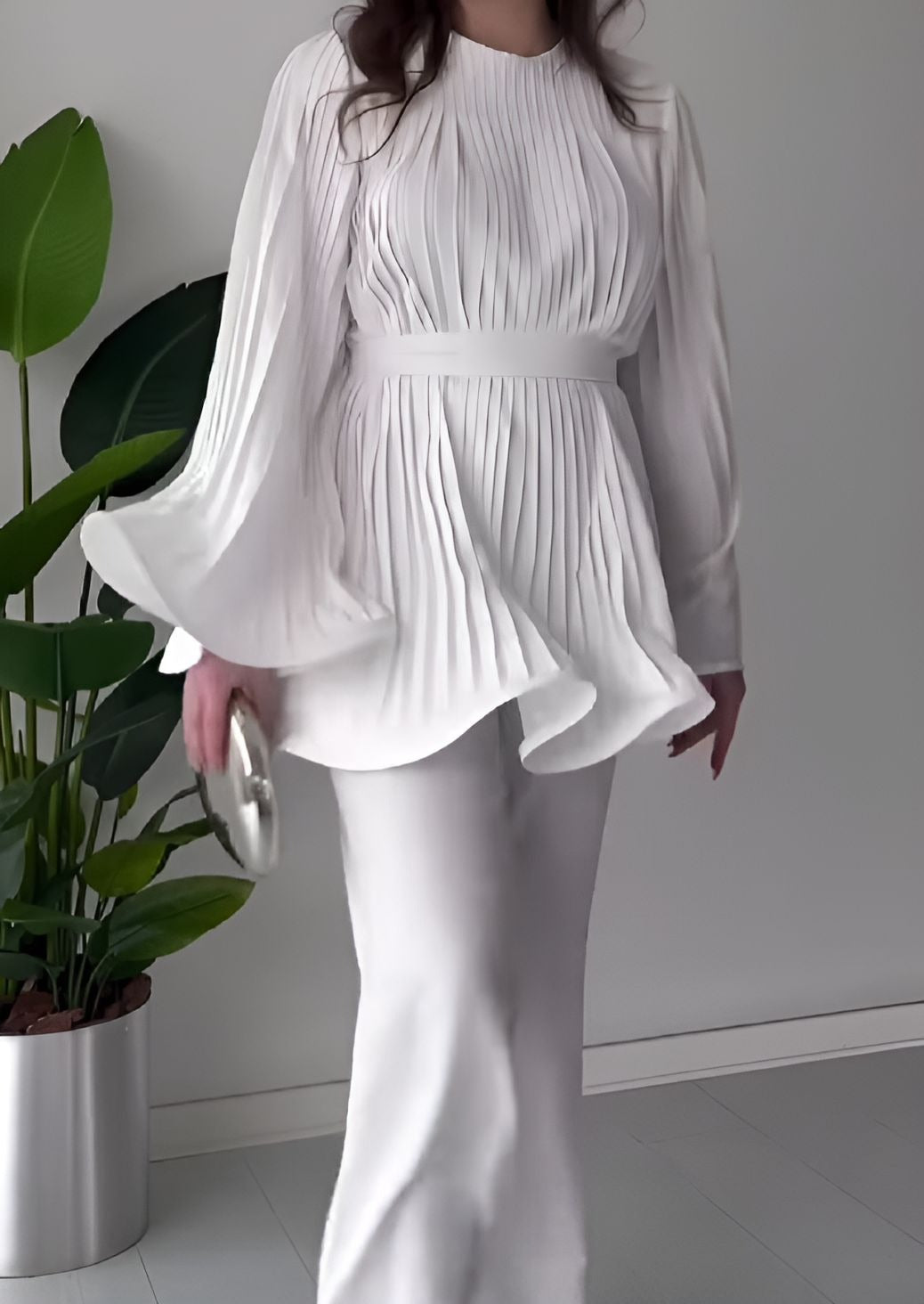 Solid Color Belted Suit
