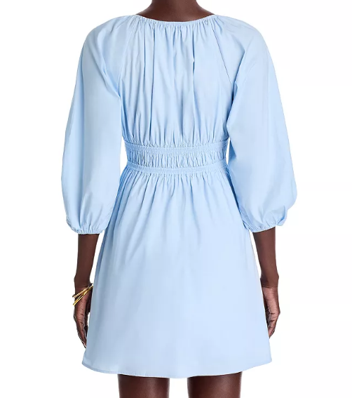 Light Blue V-neck Short Dress