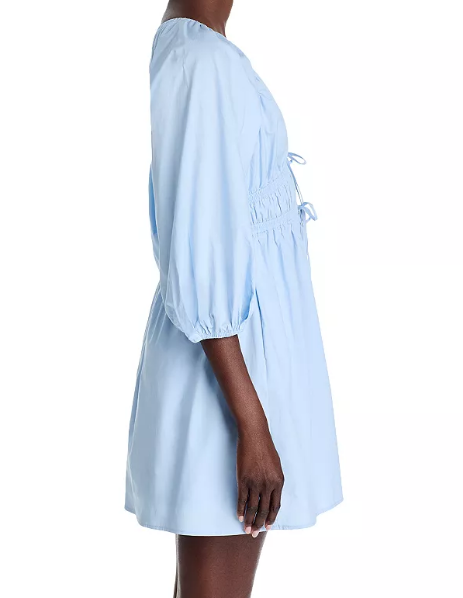 Light Blue V-neck Short Dress