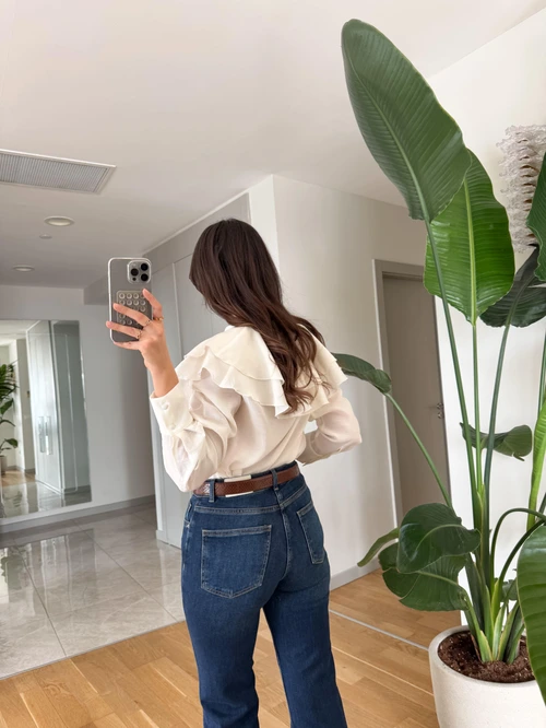 Beige Ruffled Blouse