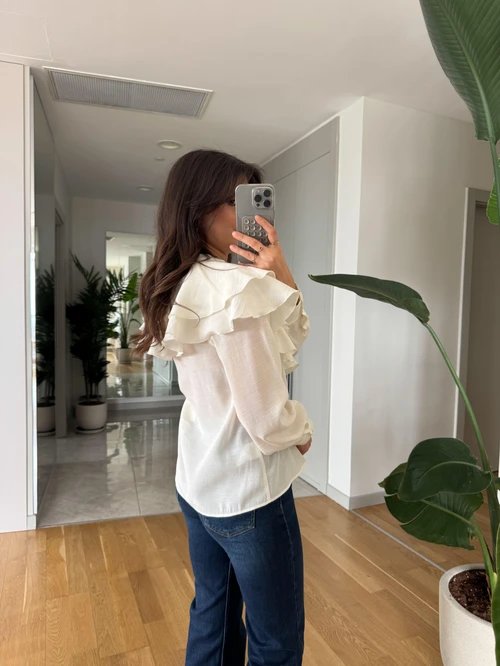 Beige Ruffled Blouse