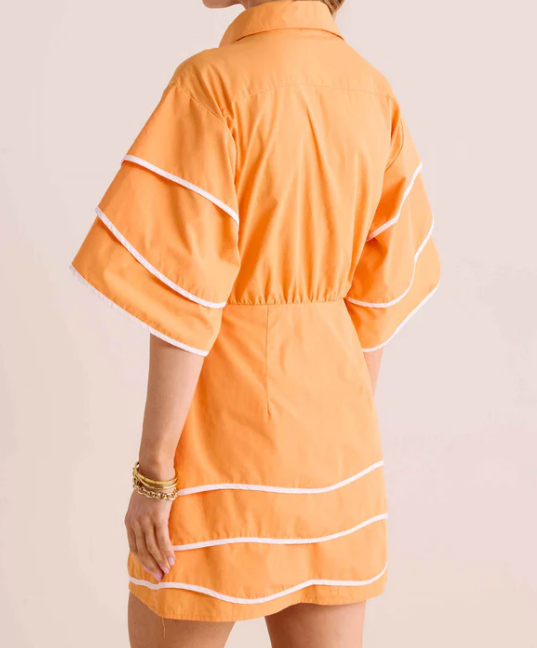 Orange Button Comfort Short Dress
