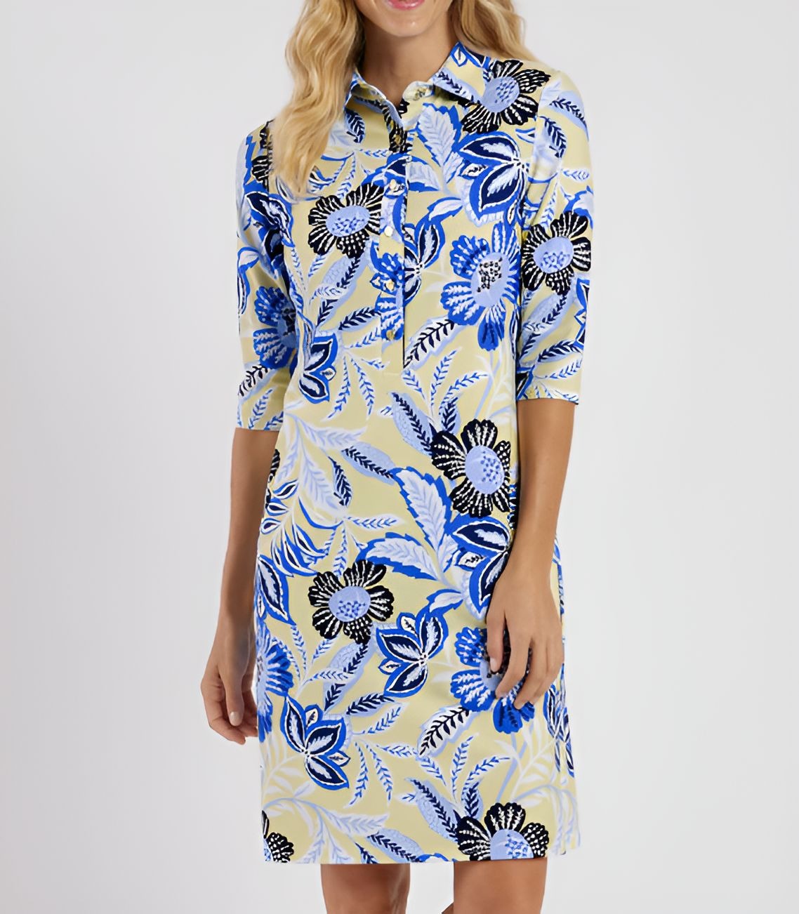 Blue Floral Print Midi Dress