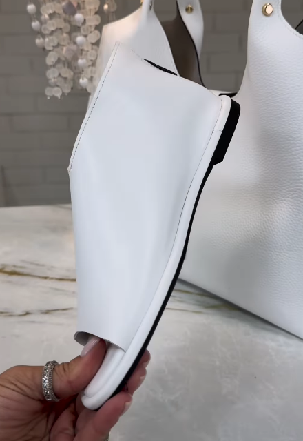 White soft leather sandals