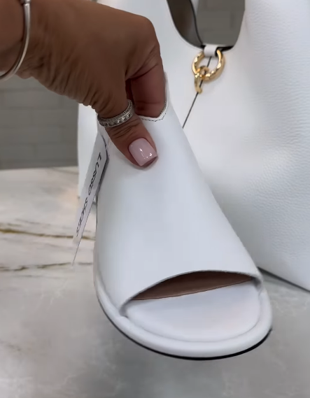 White soft leather sandals