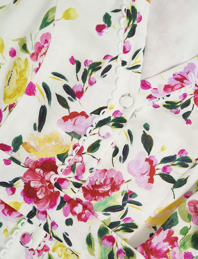 Floral Print V-neck Midi Dress