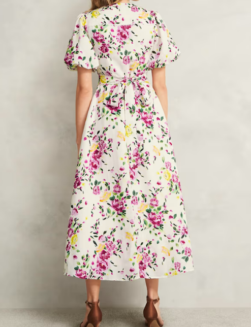 Floral Print V-neck Midi Dress