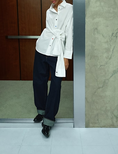 Plus Size White Tie-Front Shirt