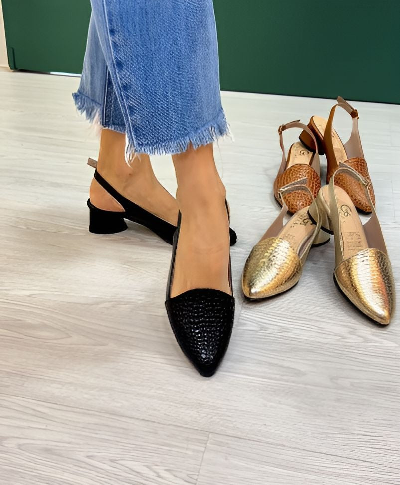 Pointed Toe Shiny Leather Sandals