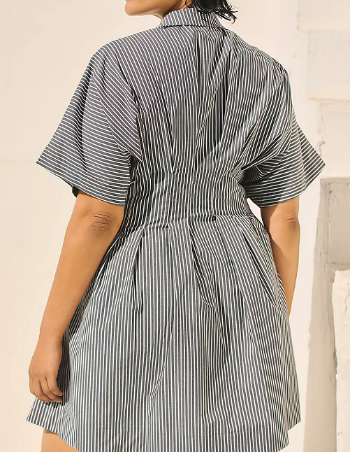 Button-Front Pleated Shirt Dress