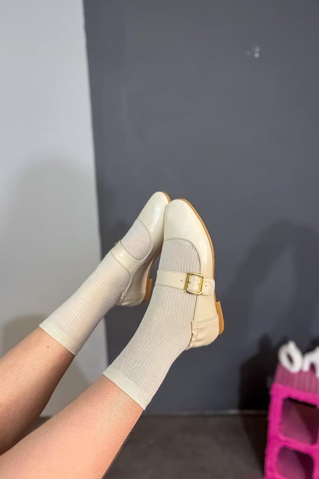 Gold Buckle Detailed Women's Shoes