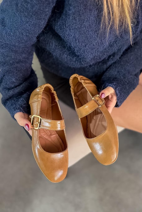 Gold Buckle Detailed Women's Shoes