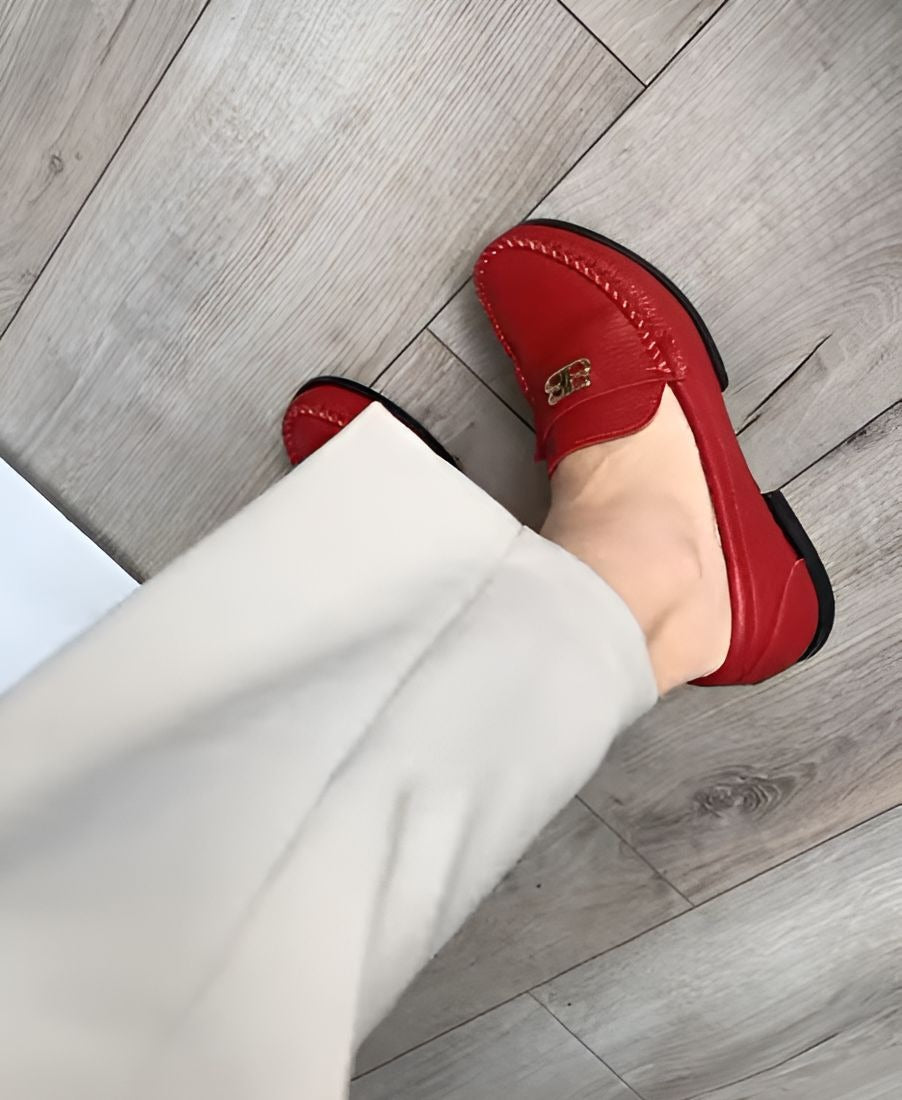Red Soft Leather Loafers