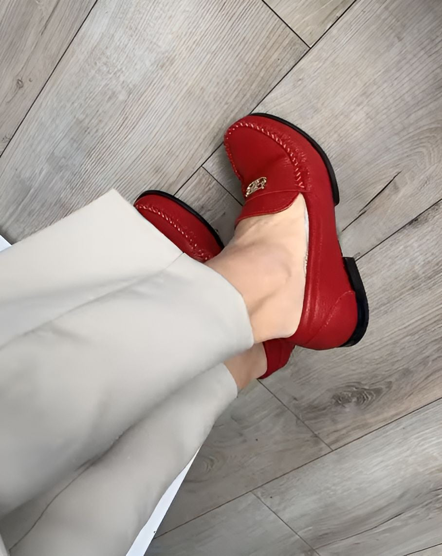 Red Soft Leather Loafers