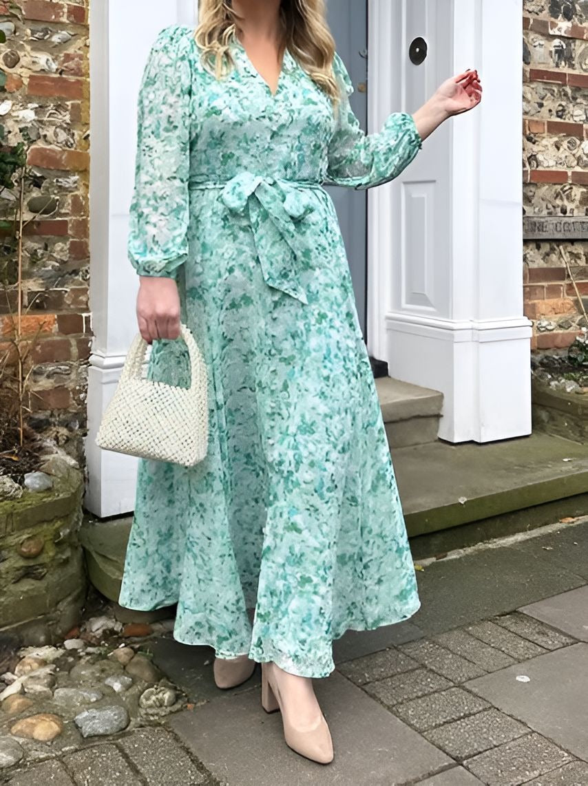 Green Tie Belted Dress