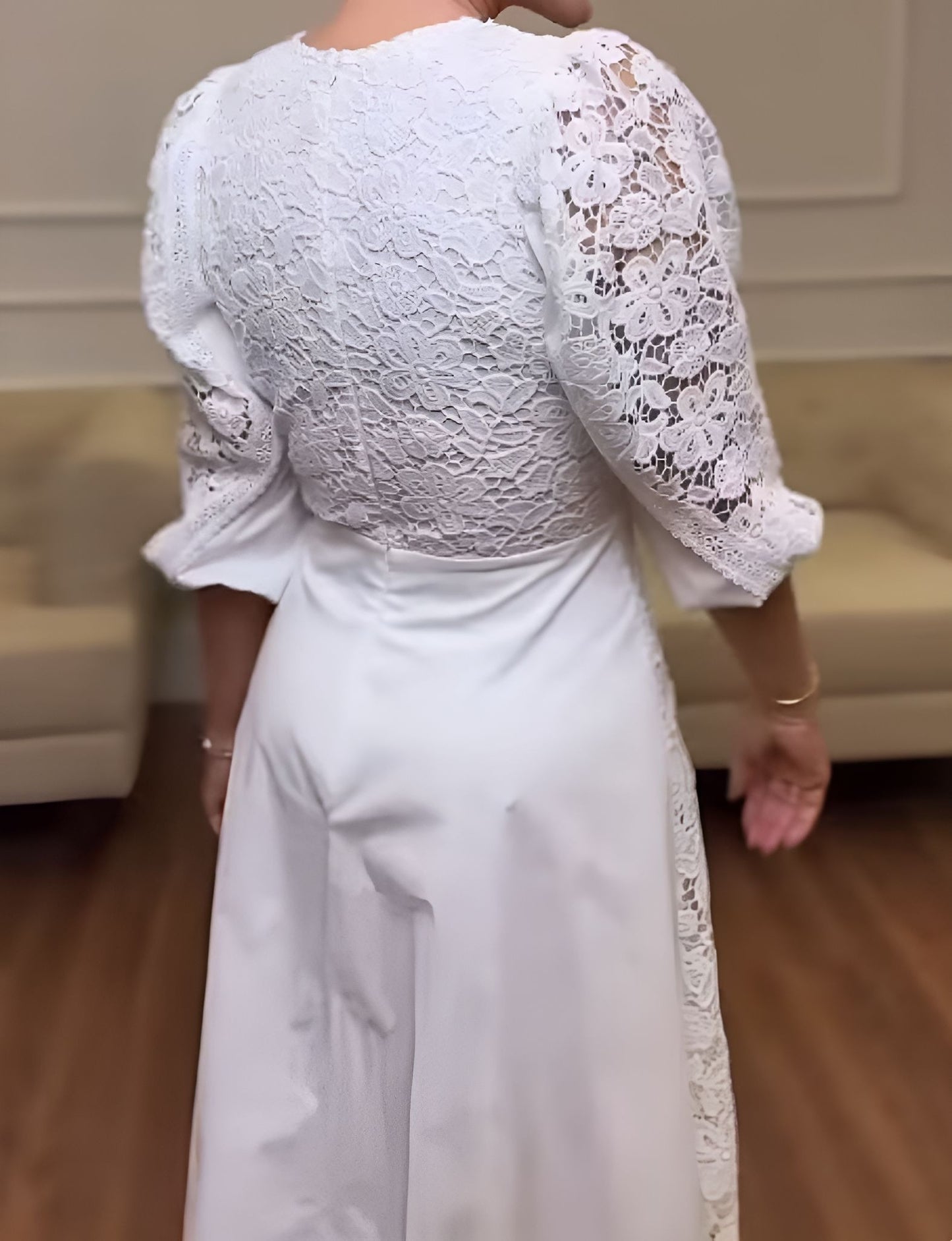 Elegant White Lace Midi Dress