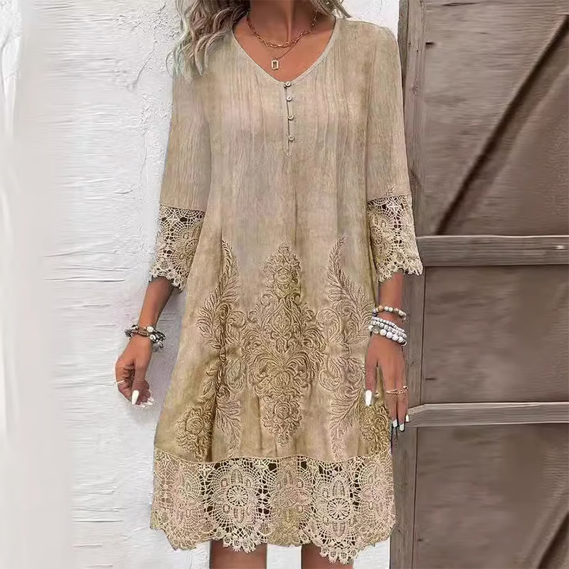 Elegant Women's Lace Midi Dress