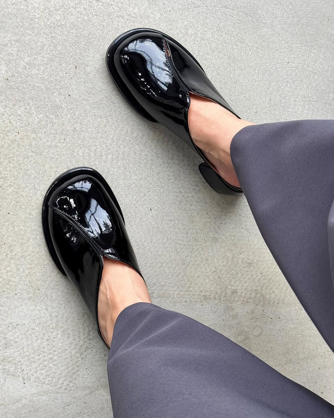 Square-Heel Glossed-Leather Sandals