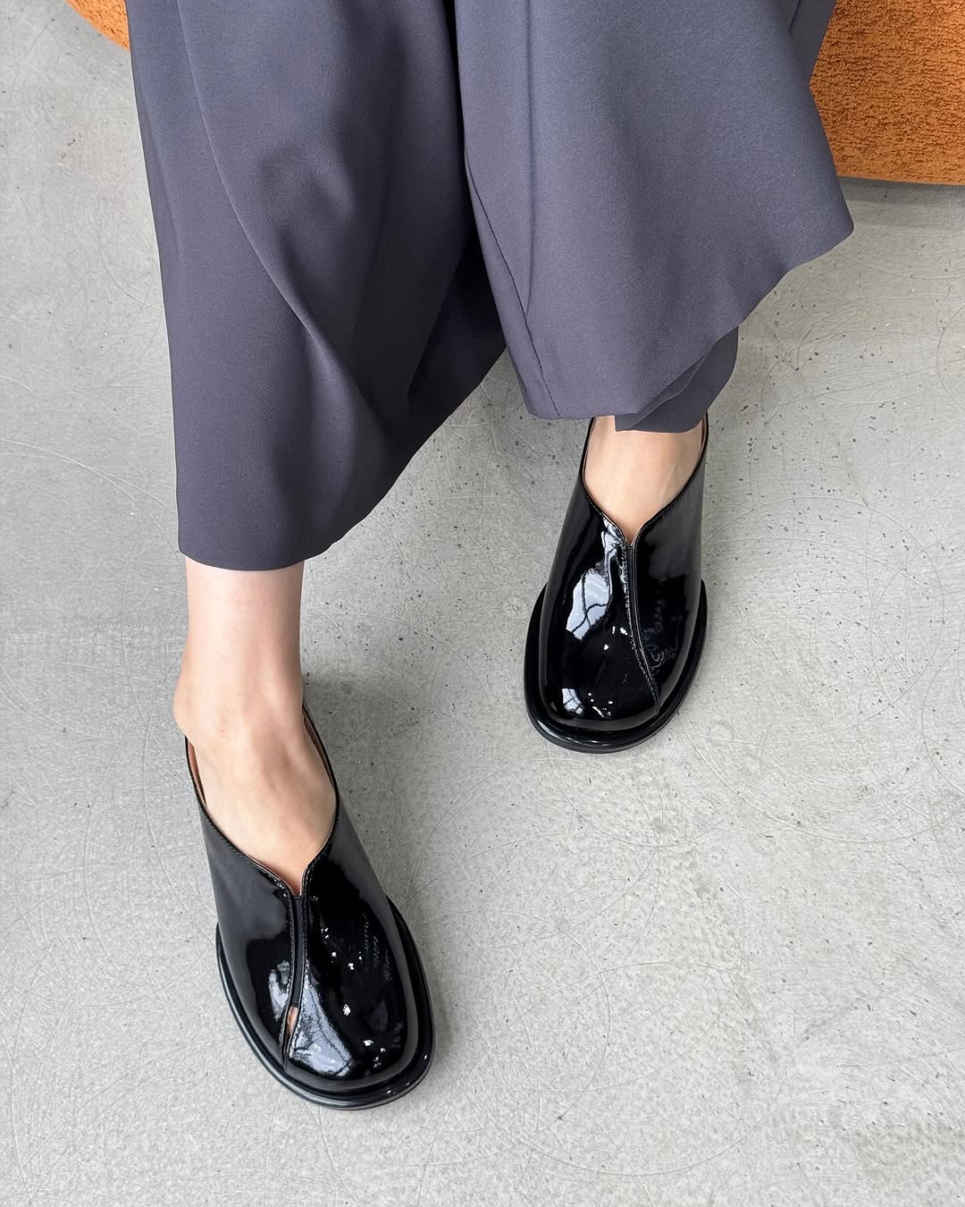 Square-Heel Glossed-Leather Sandals