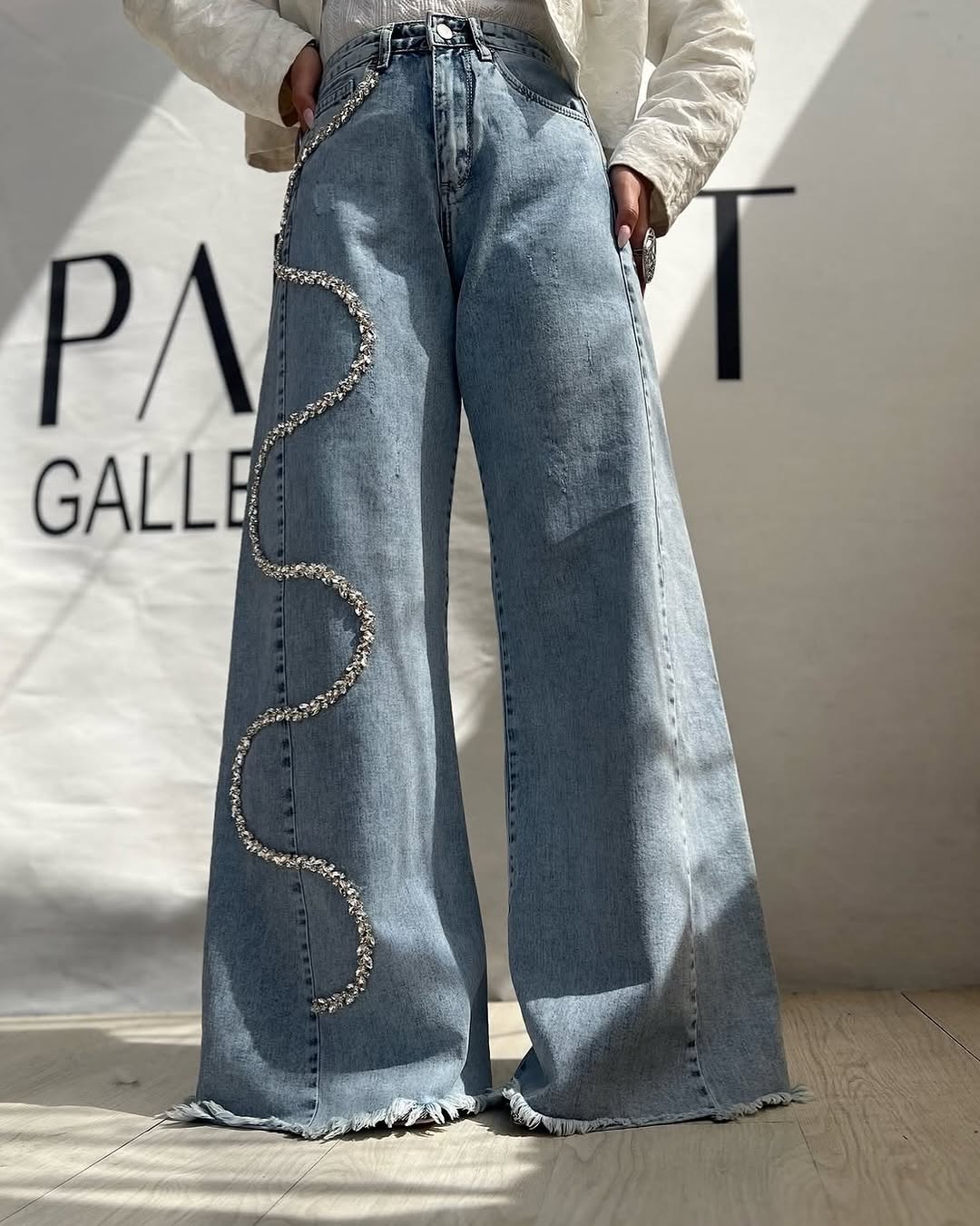 Women New Jeans With Rhinestones
