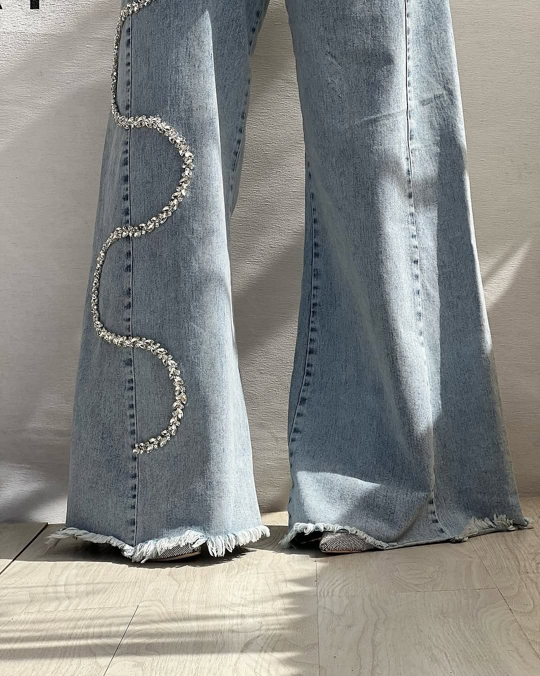 Women New Jeans With Rhinestones