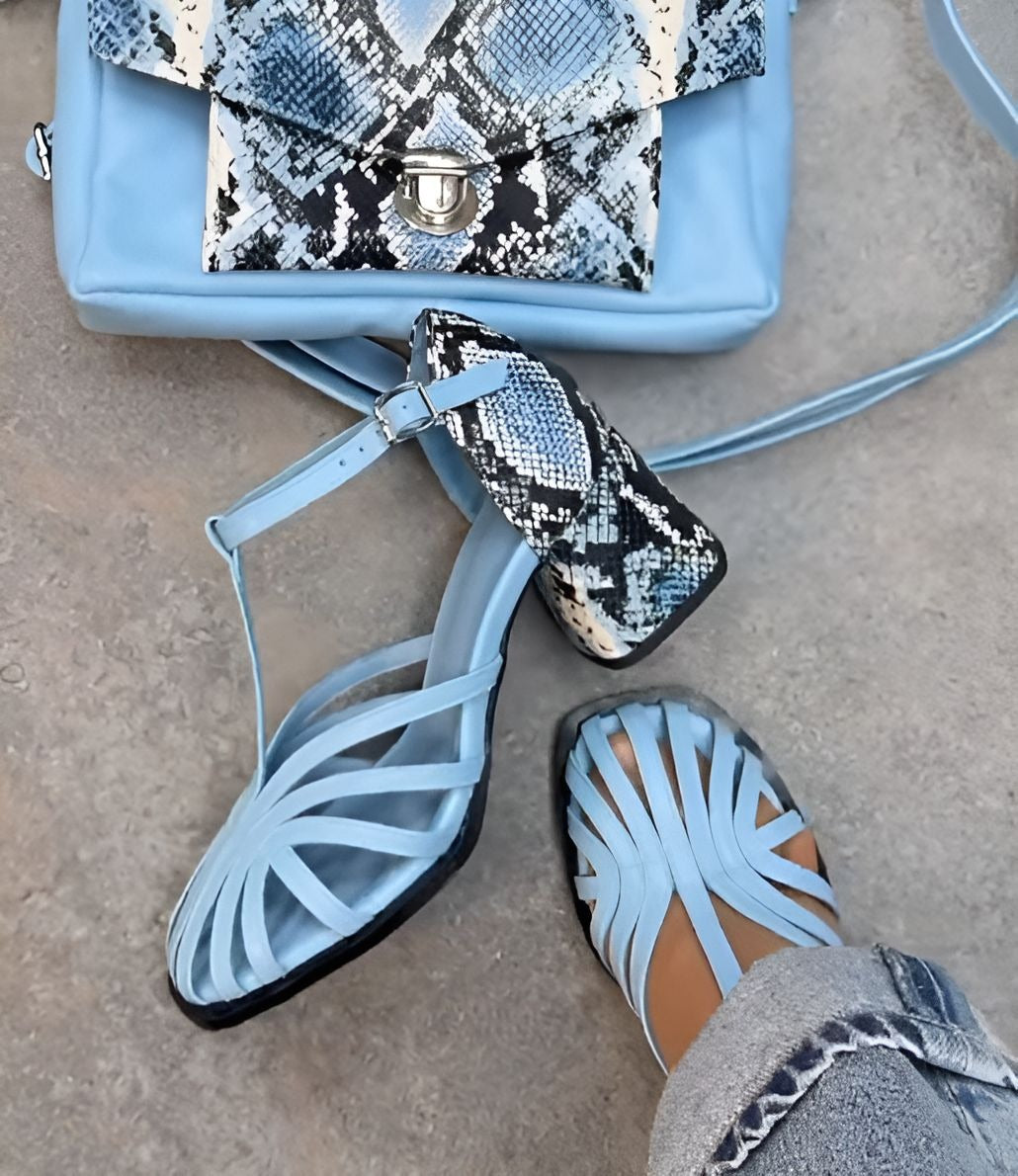 Blue Stylish Block Heel Sandals