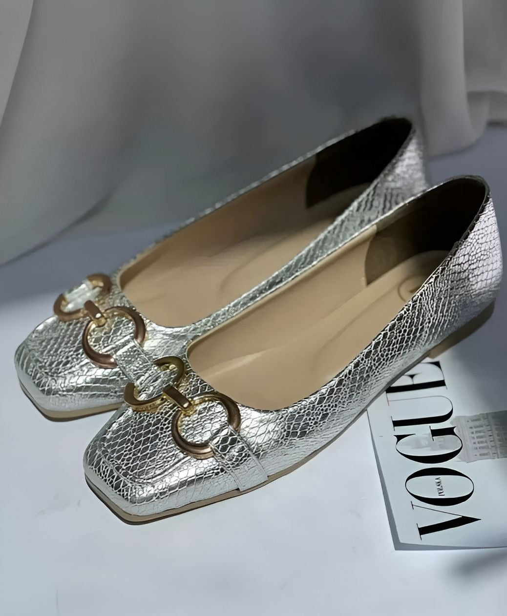 Women Soft Leather Shoes With Metal Buckles