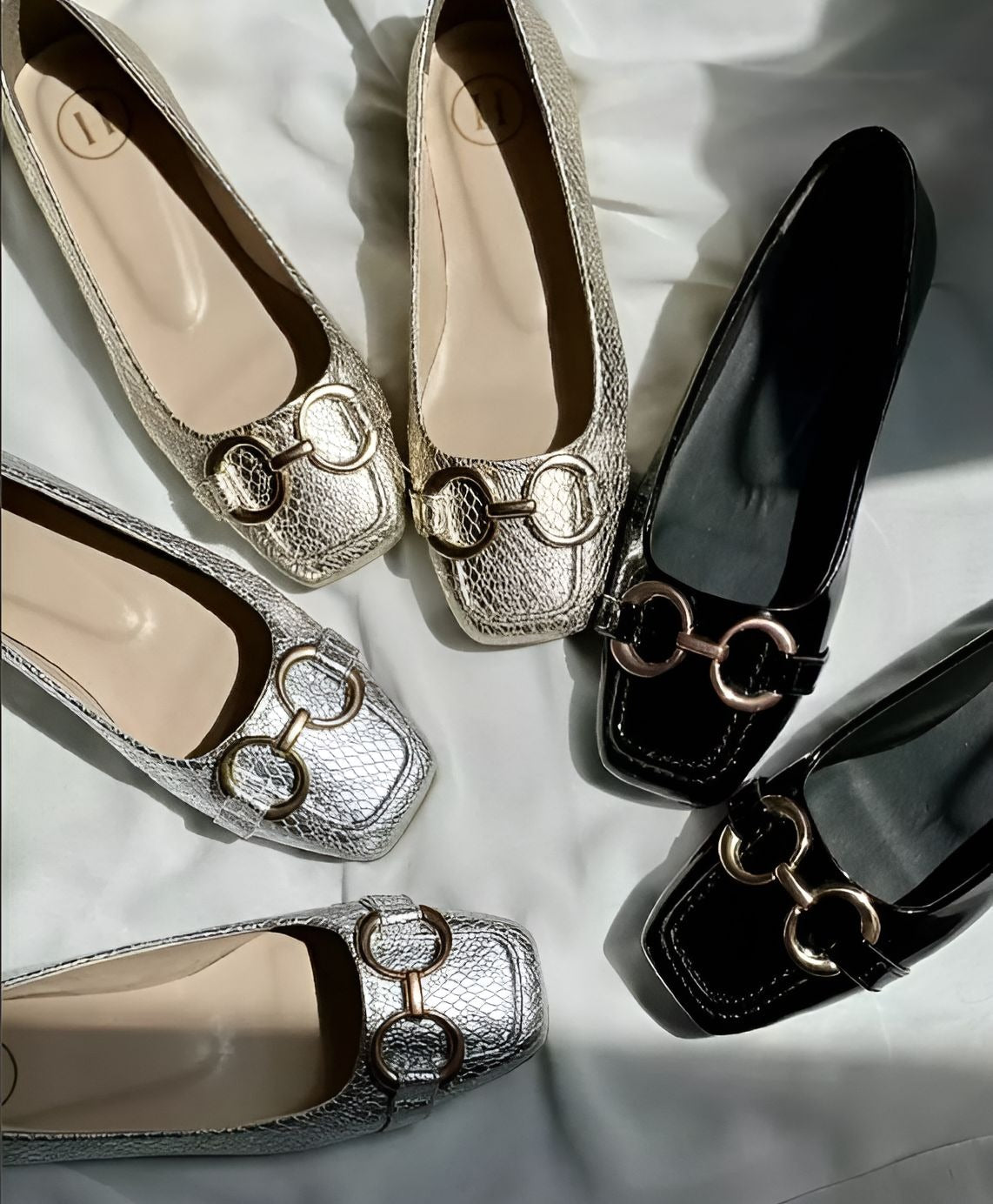 Women Soft Leather Shoes With Metal Buckles