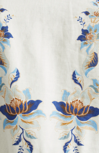 Mystic Blue Lotus Placed Print Maxi Dress