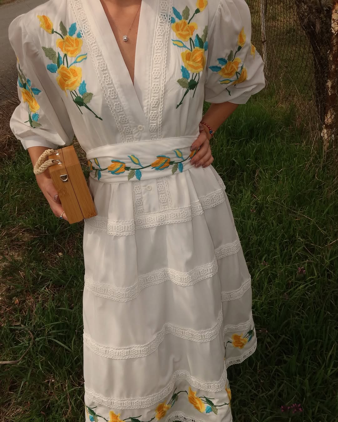Floral V-neck Long Dress