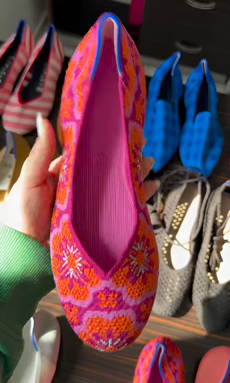 Red Woven Flat Shoes For Women