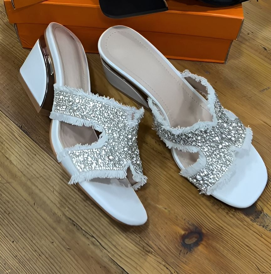 Sparkling High-Heeled Women Slippers