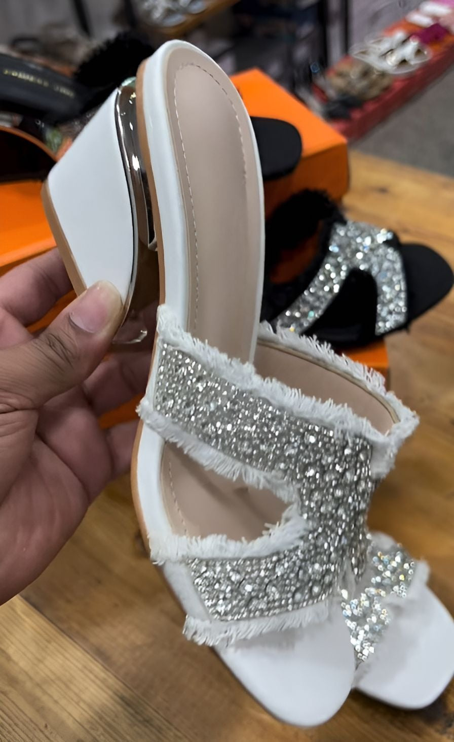 Sparkling High-Heeled Women Slippers