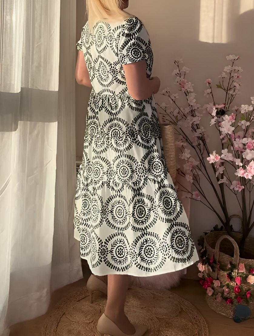 Green Embroidered Print Dress