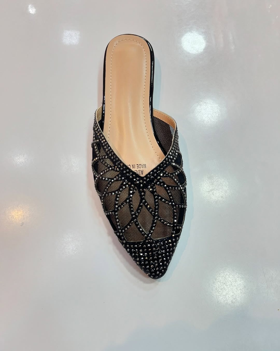 Shiny Pointed Flat Women Slippers